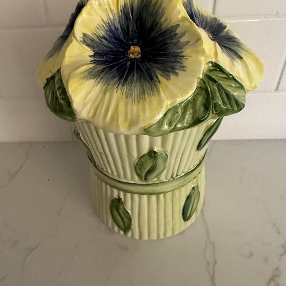 Ceramic Pansy Bouquet Box w/Lid - Picture 4 of 10